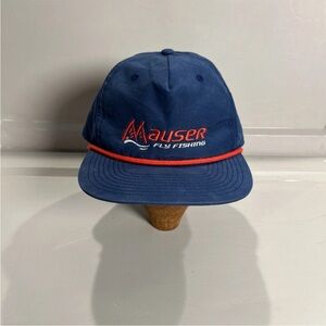 Mauser Fly Fishing Rope Richardson Outdoor SnapBack Nylon Blue Hat Cap OSFM